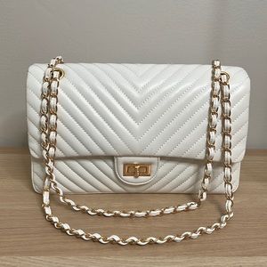 Faux Leather Quilted Shoulder Bag